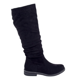 Schwarze Wildlederstiefel 1268J16 Schwarz