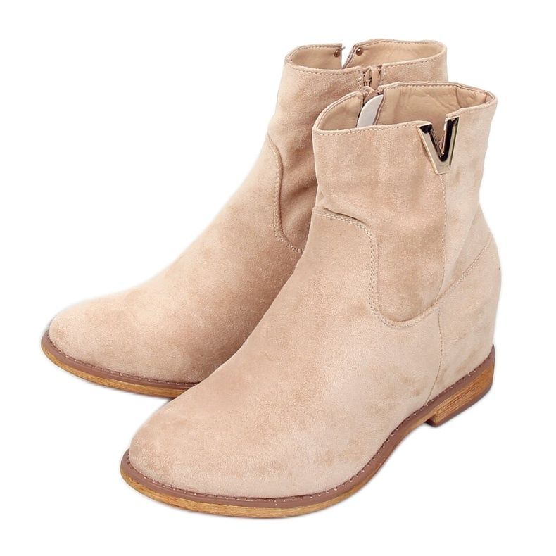 Stiefel auf einem versteckten beige Keil ZT1013 Grau