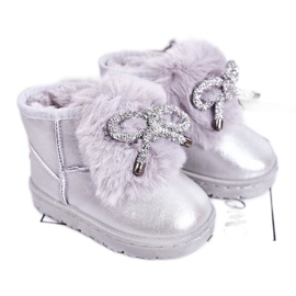 Kinder-Schneestiefel mit Fell Silver Aurora silber-