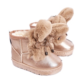 Kinder Schneeschuhe mit Fell mit Ohren Roségold Hase pink