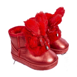 Kinderschneestiefel mit Fell mit roten Hasenohren