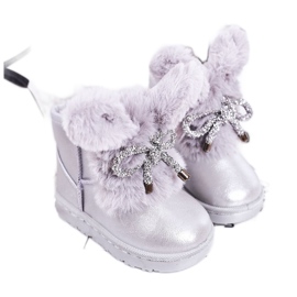 Kinder-Schneestiefel mit Fell mit Ohren Silver Bunny silber-