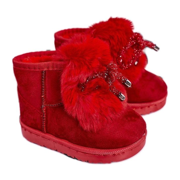Kinder-Schneestiefel mit Fell Wildleder Rot Amelia