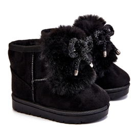 Schwarze Kinder-Schneestiefel mit Fell Wildleder Amelia