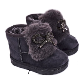 Kinder Schneeschuhe mit Pelz Wildleder grau Amelia