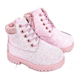 Kinder Brokat warme Stiefel Trappers Pink Mermaid