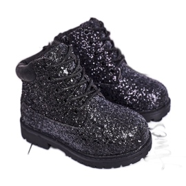 Kinder Brokat warme Stiefel Trappers Black Mermaid schwarz