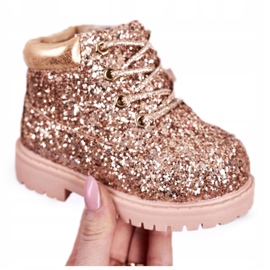 Kinder Brokat warme Stiefel Trappers Pink Gold Meerjungfrau