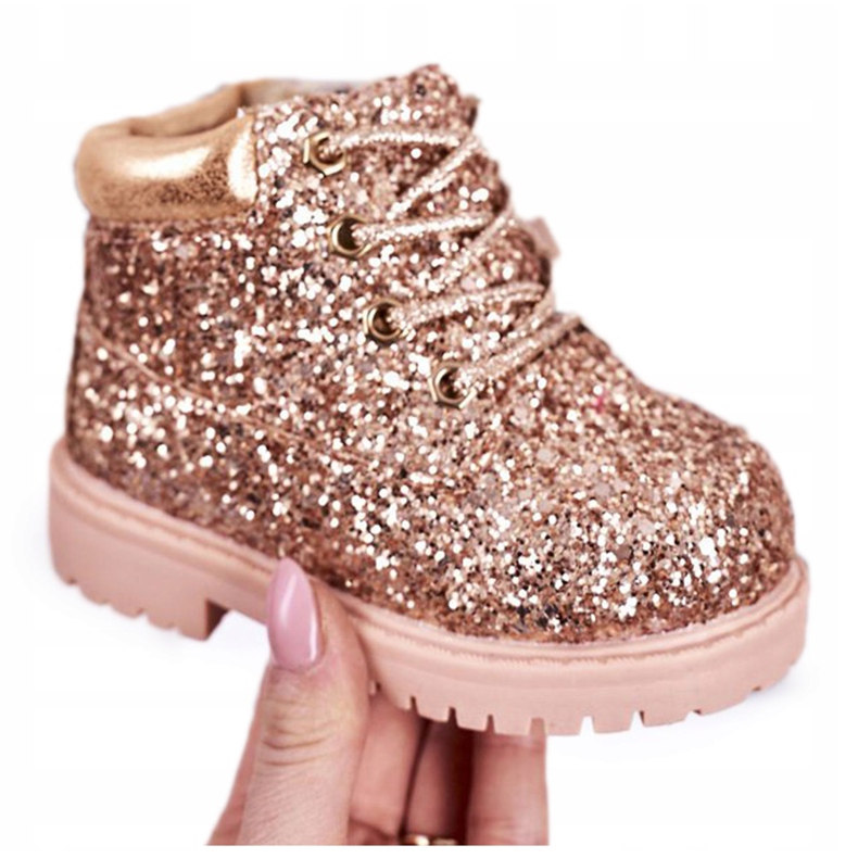 Kinder Brokat Warme Stiefel Trappers Rosa Gold Meerjungfrau golden