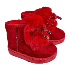 Kinder-Schneestiefel mit Fell Wildleder Rot Amelia