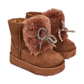 Warme Schneeschuhe für Kinder mit Pelz Wildleder Karamell Amelia braun