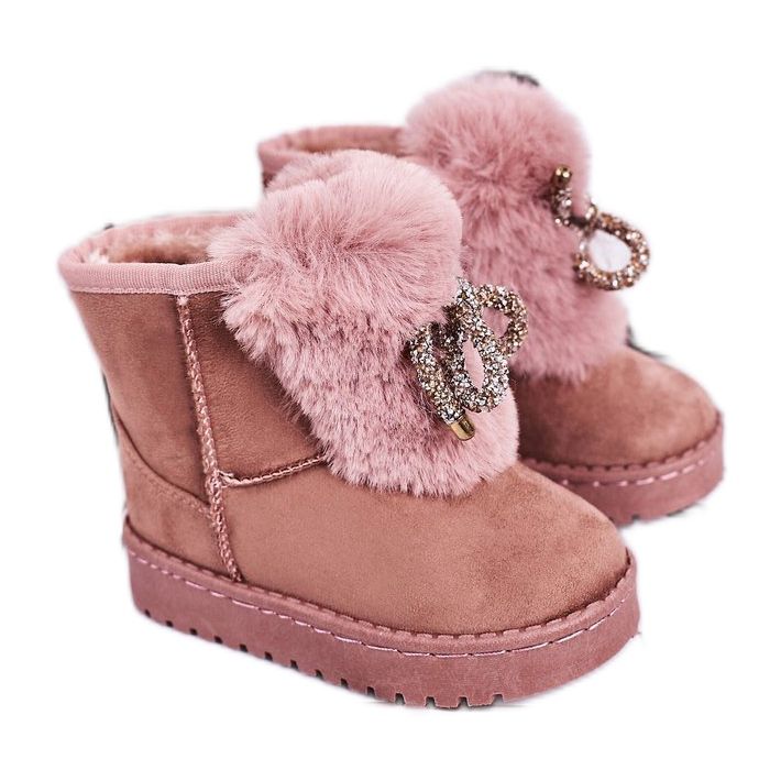 Kinder-Schneestiefel mit Fell Wildleder Rosa Amelia