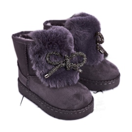Kinder-Schneestiefel mit Fell Wildleder Grau Amelia