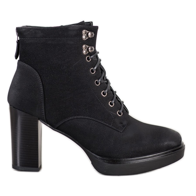 Sabatina Schnürstiefeletten an einem Pfosten schwarz