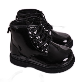 FRROCK Kinderstiefel Warm lackierte Stiefel Black Ammy schwarz