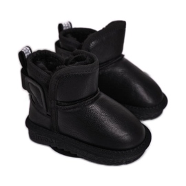Apawwa Schwarze Kinder-Schneestiefel mit Fell Black Charlotte