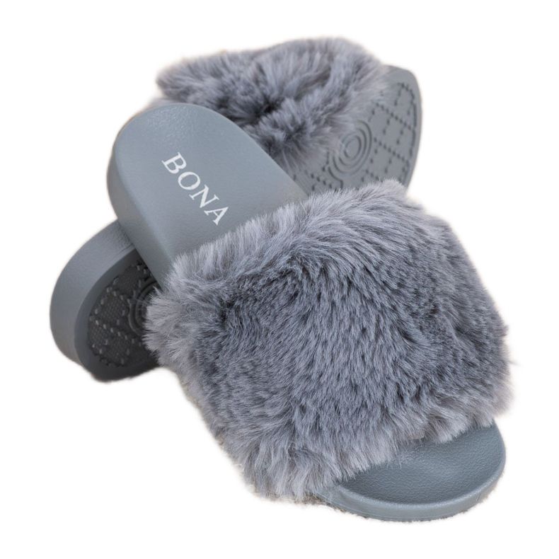 Bona Modische Flip-Flops mit Fell grau