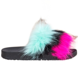 Bona Bunte Hausschuhe mit Fell mehrfarbig