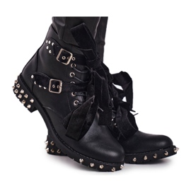 SEA Damen Stiefeletten Nieten Spikes Schwarz Magnet