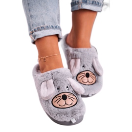 JOMIX Graue Hausschuhe aus Mausfell für Damen Home Sweet Home beige