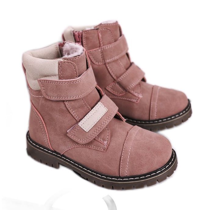 Apawwa Kinder-Trapperstiefel mit Fell gewärmt Rosa Emma