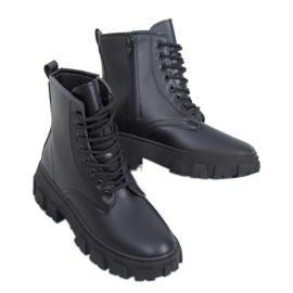 Schwarze Schnürstiefel F663 Schwarz