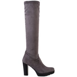 Flyfor Stylische Wildlederstiefel grau