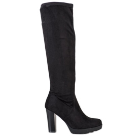 Flyfor Stylische Wildlederstiefel schwarz