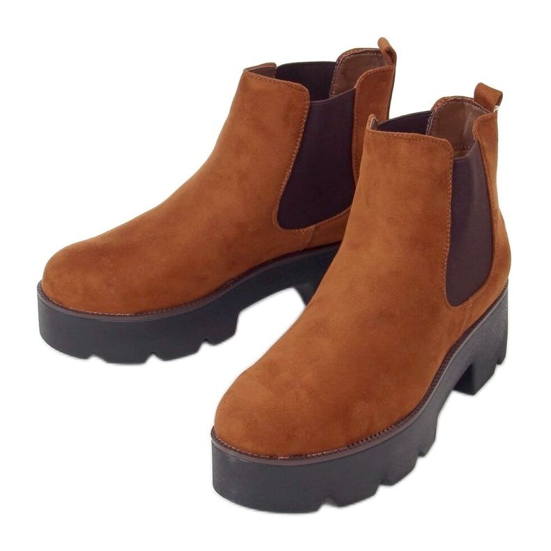Chelsea-Boots auf einer hohen Sohle camel 8B987 Camel braun