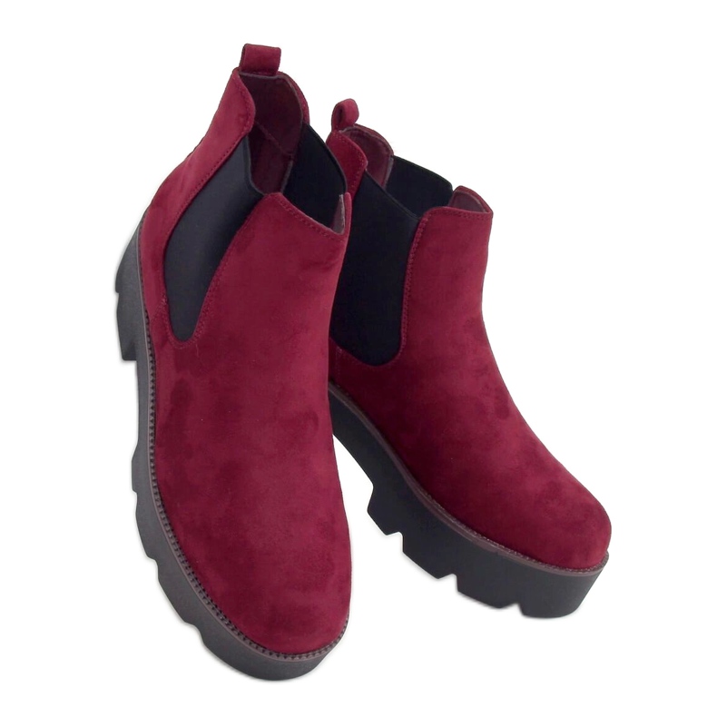 Chelsea-Boots mit hohen Sohlen 8B987 Wine rot mehrfarbig