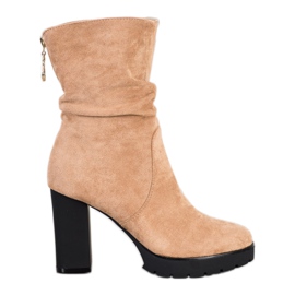 Bella Paris Hohe Plateaustiefel beige