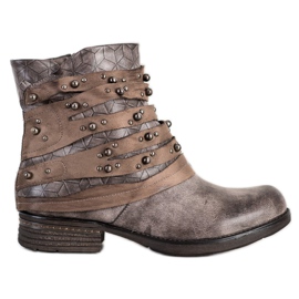 Queentina Bequeme Stiefel mit Dekorationen grau