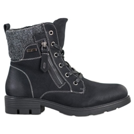 Super Mode Wanderschuhe mit dekorativem Reißverschluss schwarz