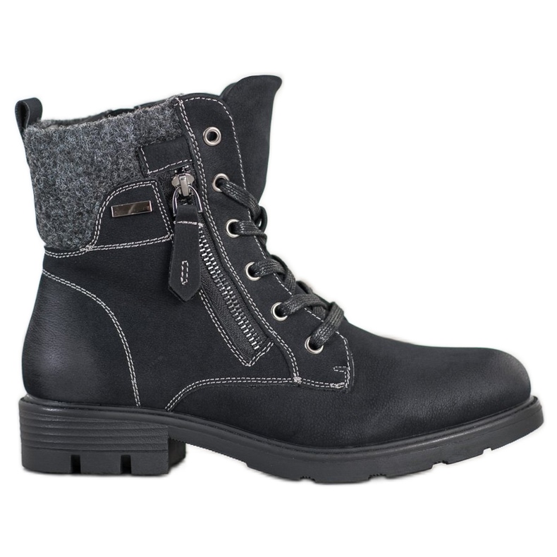 Super Mode Wanderschuhe mit dekorativem Reißverschluss schwarz