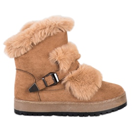Queentina Warmes Mukluki Mit Pelz beige