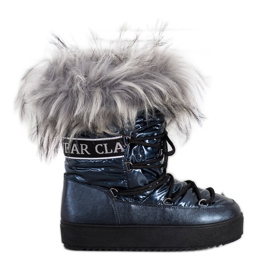 SHELOVET Schneestiefel mit Fell marineblau blau