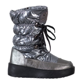 SHELOVET Stylische Schneestiefel auf der Plattform silber- grau