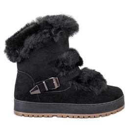 Queentina Warmes Mukluki mit Fell schwarz