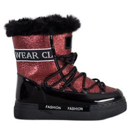 SHELOVET Modische Glänzende Schneestiefel schwarz rot