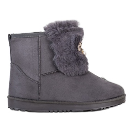 Queentina Warmes Mukluki mit Ornament grau