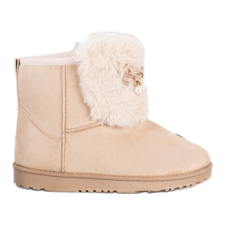 Queentina Warmes Mukluki mit Ornament beige