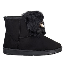 Queentina Warmes Mukluki mit Ornament schwarz