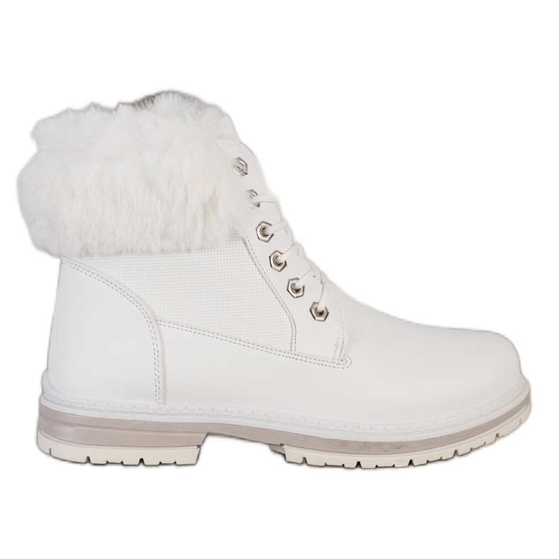 SHELOVET Weiße Trapper mit Fell