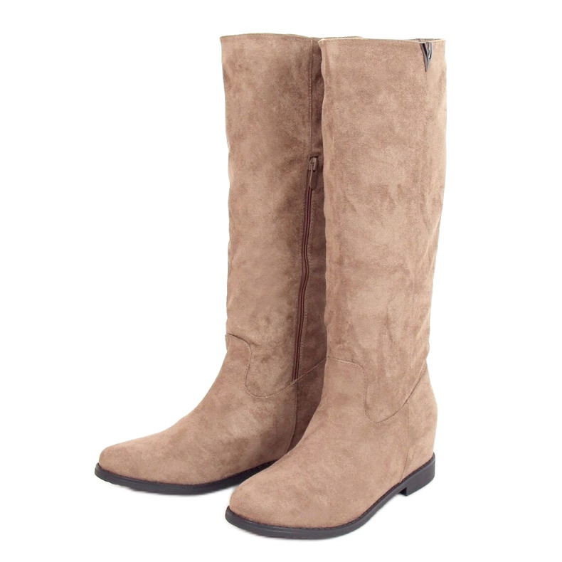 Stiefel auf einem versteckten Keil beige ST-11P Khaki