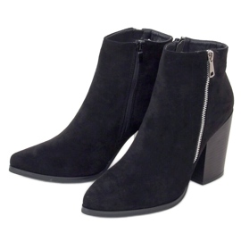 Schwarze Stiefel mit weitem Absatz TX-1873 Schwarz