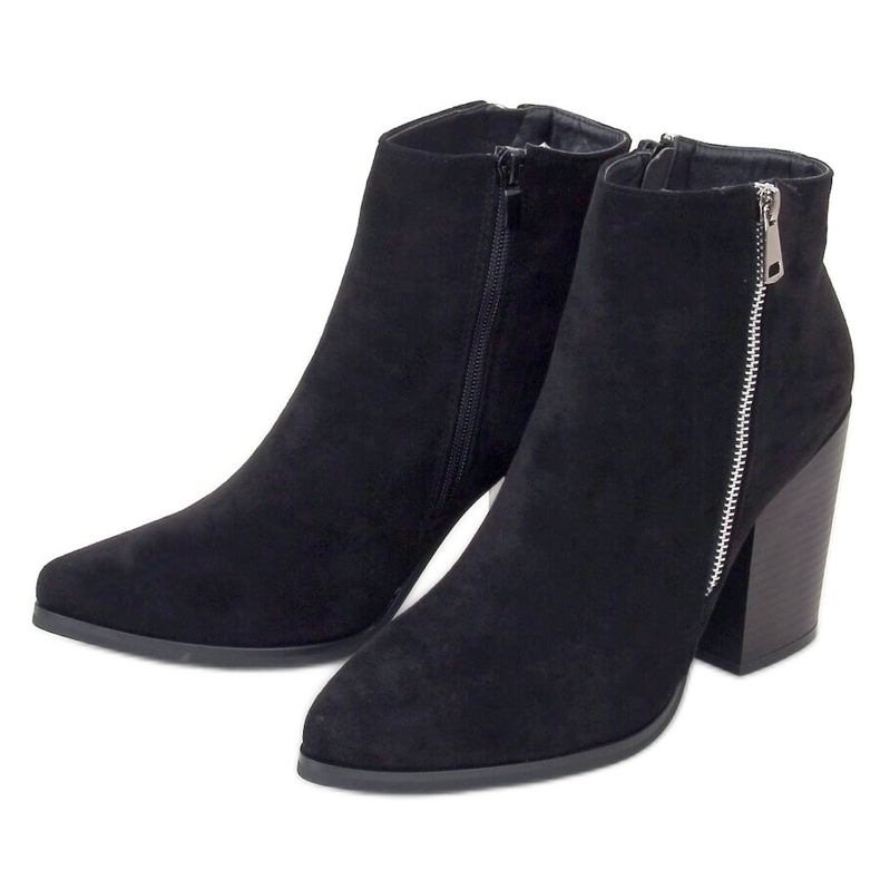 Schwarze Stiefel mit weitem Absatz TX-1873 Schwarz