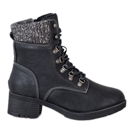 Queentina Warme Stiefel auf der Post schwarz grau