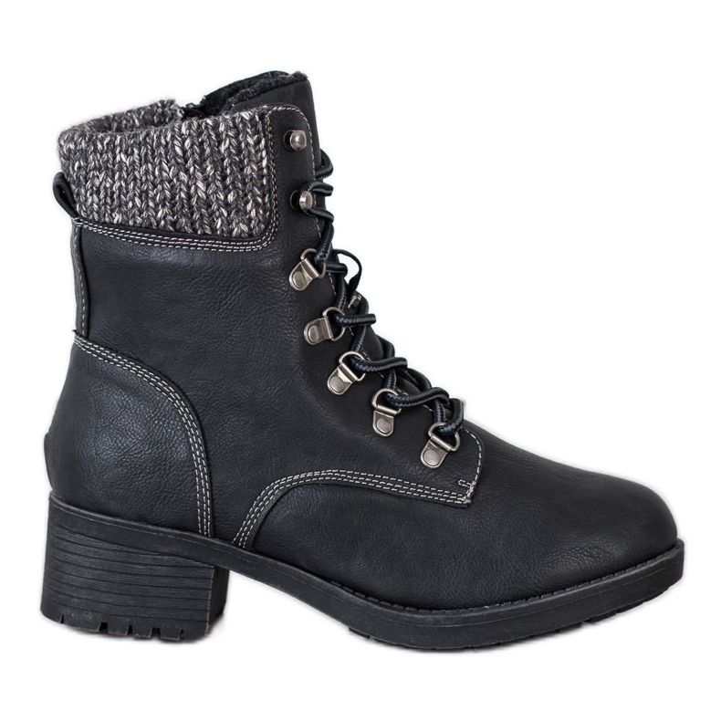 Queentina Warme Stiefel auf der Post schwarz grau