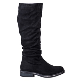 SHELOVET Wildlederstiefel mit Zirkonia schwarz