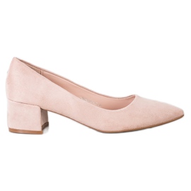 SHELOVET Pumpen auf niedriger Ferse beige pink